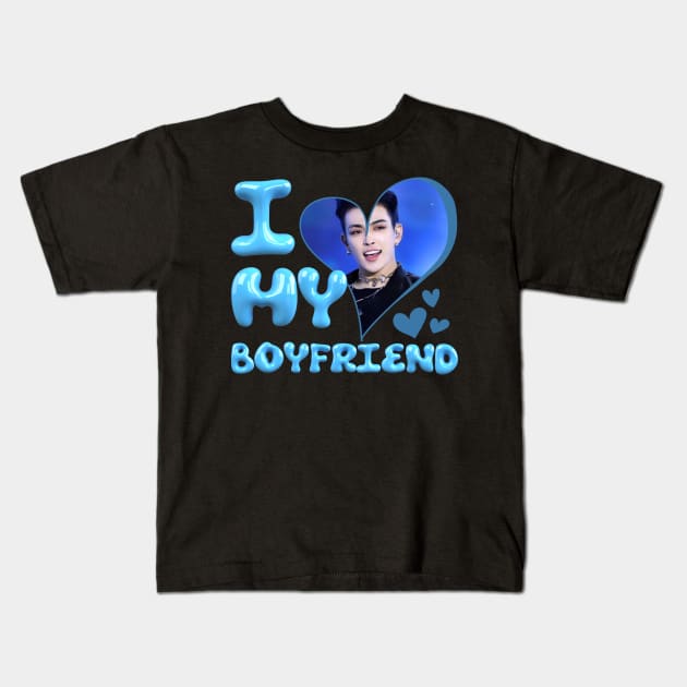 Kpop Ateez I love My Boyfriend Hongjoong Kids T-Shirt by StarBunnyDesigns